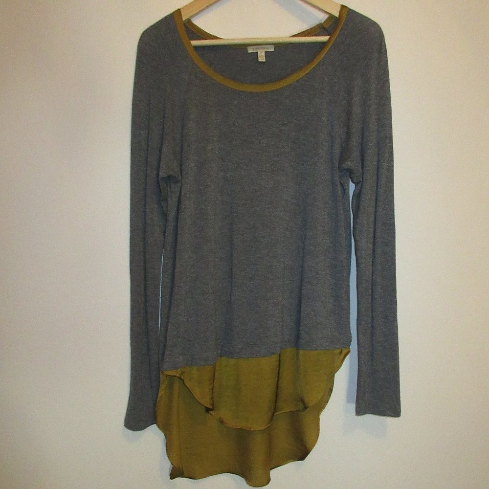 Bordeaux Grey Gold  Layered Long Sleeve Blouse S/P